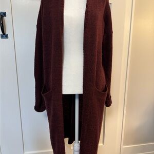LOFT Deep Burgundy Open Cardigan